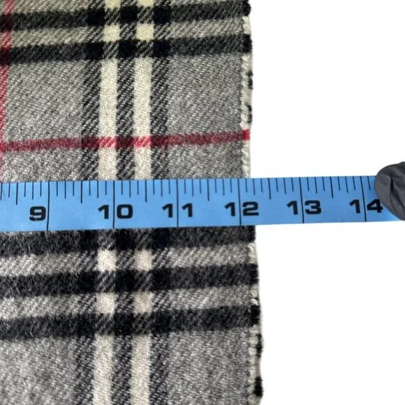 Burberry Classic Check Scarf Grey 100% Lambswool Unisex Scarf Made In England - Picture 8 of 8